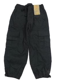 Nové - Černé šusťákové cargo cuff kalhoty F&F