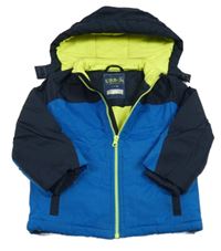 Modro-tmavomodrá šusťáková zateplená bunda s odepínací kapucí Urban