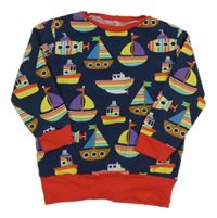 Tmavomodro-červená mikina s lodičkami 