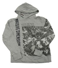 Šedá mikina s městem a kapucí Tom Tailor