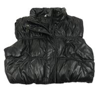 Černá koženková zateplená crop vesta Peacocks