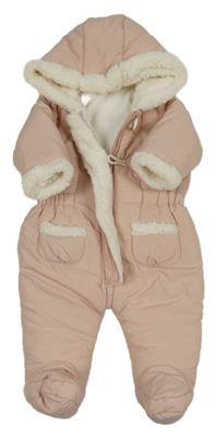 Světlerůžová šusťáková zimní kombinéza s kapucí Matalan