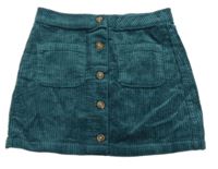 Nové - Tmavozelená manšestrová propínací sukně Next 