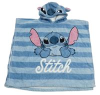 Modro-světlemodré froté osuškové pončo se Stitchem a kapucí Disney