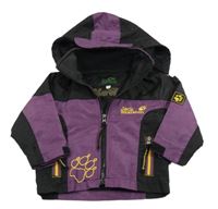 Vínovo-černá šusťáková jarní outdoorová bunda s kapucí Jack Wolfskin