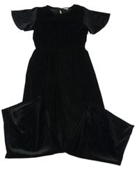 Černo-stříbrný sametový kalhotový overal F&F