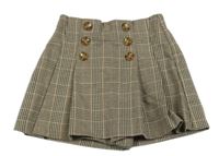 Béžovo-šedo-růžové kostkované sukňové kraťasy Dunnes