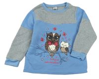 Šedo-světlemodrá mikina se sovičkami X-mail 