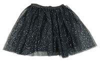 Černo-stříbrná tylová sukně George 
