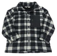 Černo-bílá kostkovaná košilová zateplená bunda F&F