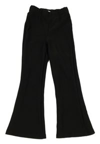 Černé žebrované flare kalhoty Primark