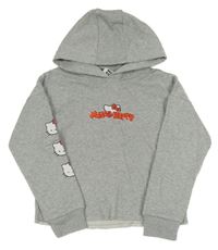 Šedá crop mikina s Hello Kitty a kapucí Sanrio 