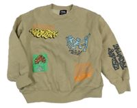 Béžová oversize mikina s nápisy Zara