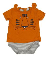 Oranžové tričko s tygrem a všitým body Topomini