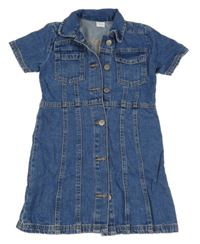 Modré riflové propínací šaty s límečkem Next