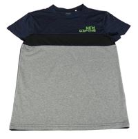 Šedo-tmavomodré sportovní tričko s nápisem Yigga