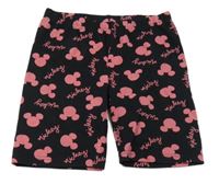 Černo-růžové bavlněné kraťasy s Mickeym 