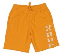 Oranžové teplákové kraťasy s nápisem H&M