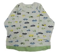 Bílo-limetkové triko s autíčky Benetton 