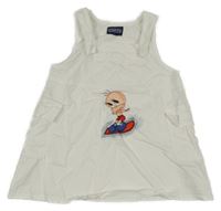 Bílé plátěné laclové šaty s výšivkou Campus