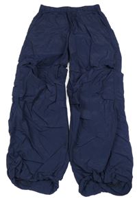 Tmavomodré šusťákové sportovní kalhoty H&M