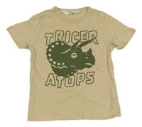 Béžové tričko s dinosaurem H&M