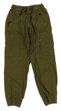 Olivové plátěné cargo cuff kalhoty Primark