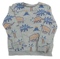 Šedá mikina s dinosaury a mamuty M&S