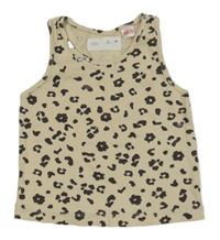 Béžovo-hnědý vzorovaný žebrovaný crop top Zara