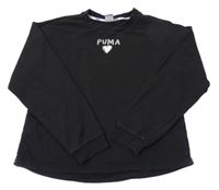 Černá crop mikina se srdíčkem a logem Puma