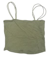 Khaki žebrovaný crop top zn. New Look