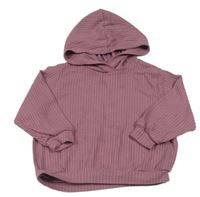 Starorůžová žebrovaná úpletová oversize mikina s kapucí H&M
