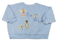 Světlemodrá oversize mikina s vílami a květy Next