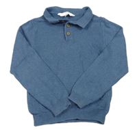 Modrý vzorovaný melírovaný svetr s límečkem Peacocks