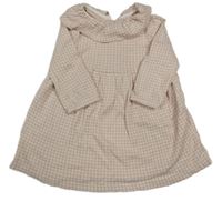 Smetanovo-pudrové kostkované šaty s límečkem George