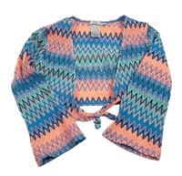 Petrolejovo-korálovo-mentoloové vzorované háčkované bolérko RIVER ISLAND