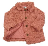 Skořicový huňatý podšitý kabát s límečkem F&F