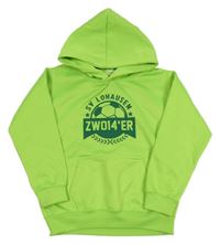 Křiklavě zelená mikina s míčem a kapsou a kapucí AWDis