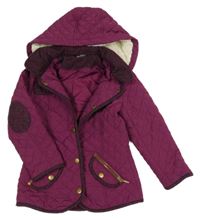 Vínová prošívaná šusťákovo/vlněná zateplená bunda s kapucí George