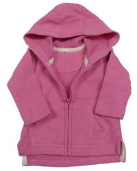 Růžová propínací mikina s kapucí 