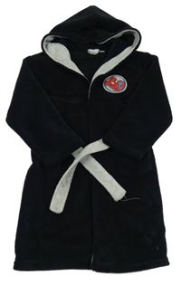 Černo-světlešedý plyšový župan se Spider-manem MARVEL