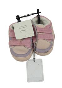 Nové - pudrovo-růžovo-fialové textilno/manšestrové zateplené capáčky Tu vel. 15