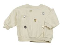 Smetanová oversize mikina s flitry Next