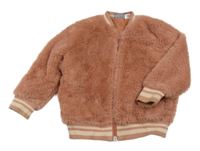 Starorůžový kožešinový podšitý bomber s pruhy lupilu