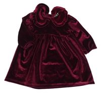 Tmavovínové sametové šaty s límečkem PRIMARK