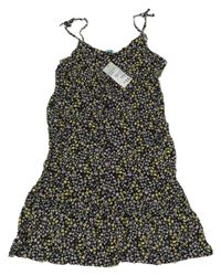 Nové - černé letní šaty s kytičkami PRIMARK