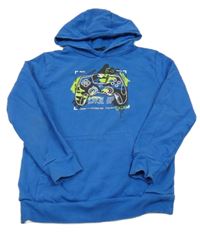 Modrá mikina s ovladačem a kapsou a kapucí George