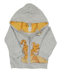 Světlešedá melírovaná propínací mikina s Pú a Tygrříkem a kapucí C&A