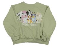 Světleolivová oversize mikina s Bluey s kamarády H&M