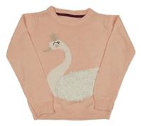 Broskvový svetr s labutí NUTMEG